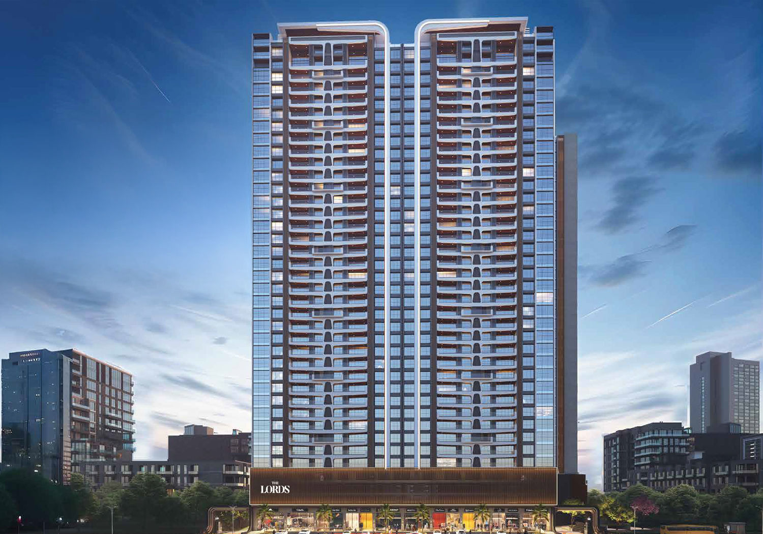 Exterior view of Pristine The Lords &mdash; photo gallery, images, brochure, amenities, cost sheet, price breakup, availability details, RERA number, RERA certificate, possession date, layout plan, logo, floor plan, master plan, and location map showcasing project highlights and features.